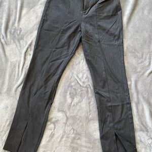 Old Navy Gray Dress Pants with Flat Front Design and split hem